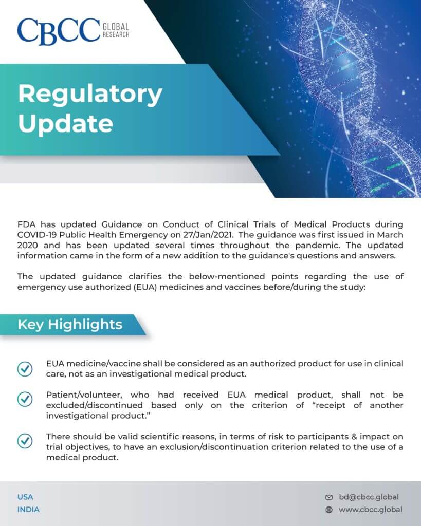 Regulatory Update: FDA Has Updated Guidance On Conduct Of Clinical Trials Of Medical Products During COVID-19 Public Health Emergency